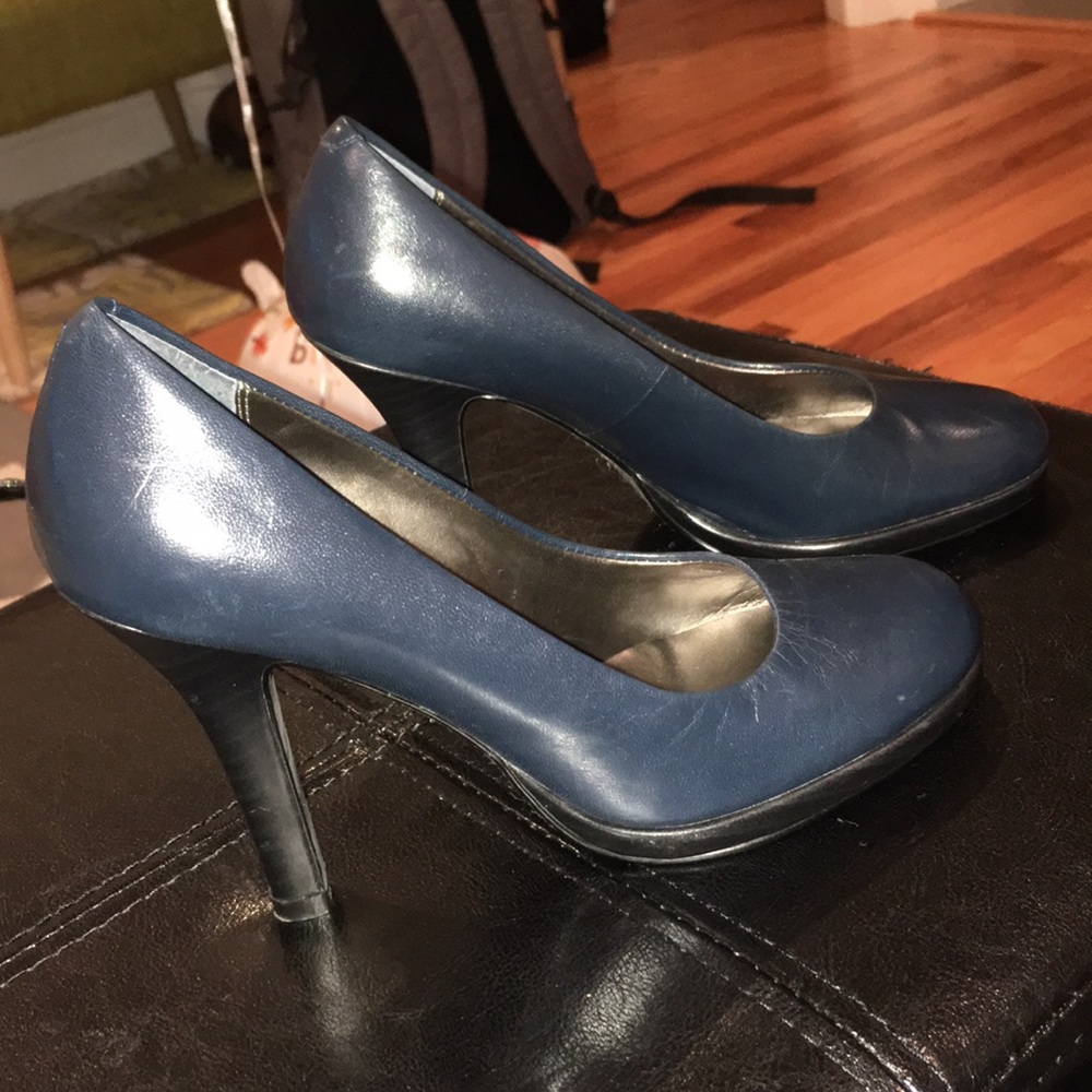 Nordstroms Navy Blue Leather High Heels